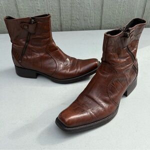Aldo Men's Chestnut Leather Ankle Boots